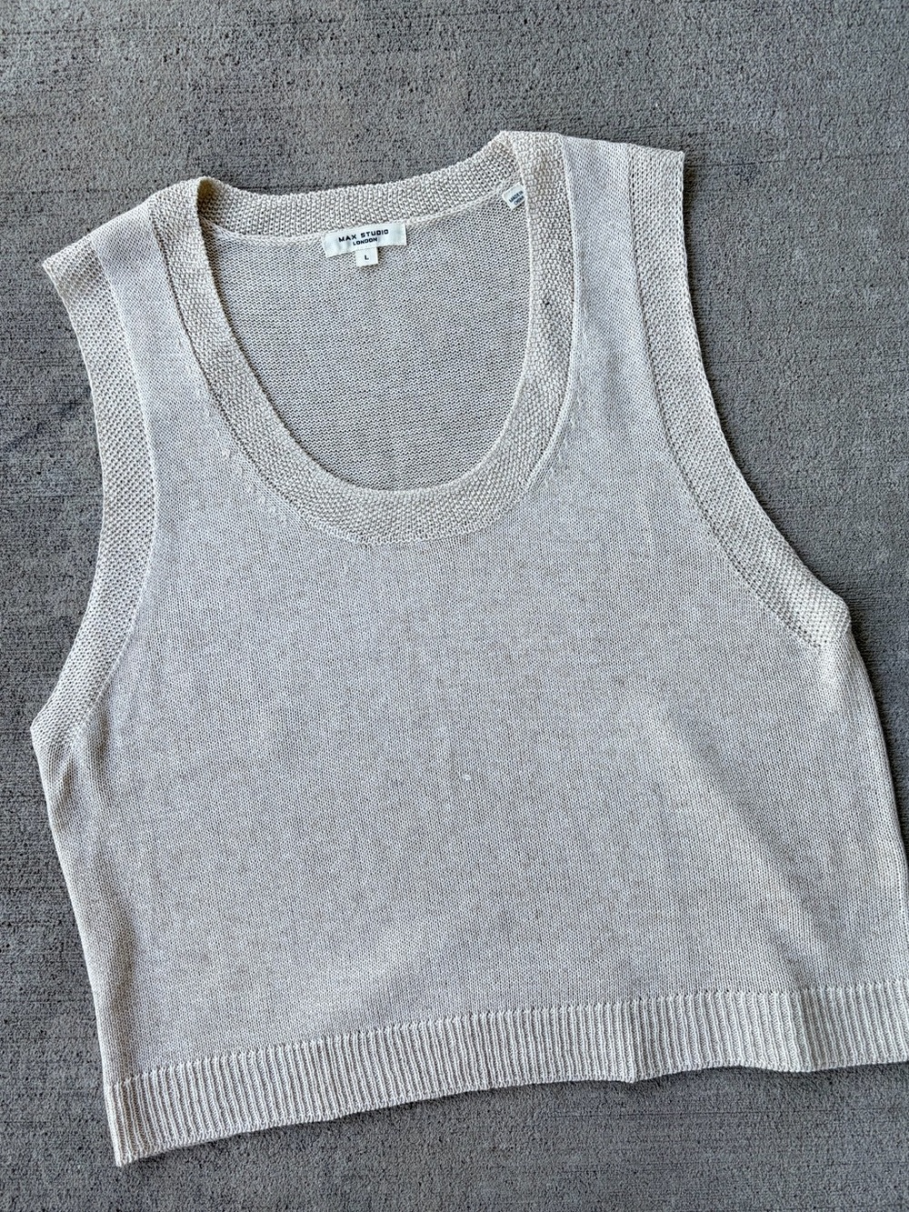 Max Studio crochet open knit tank top blouse sweater bohemian shirt NWOT